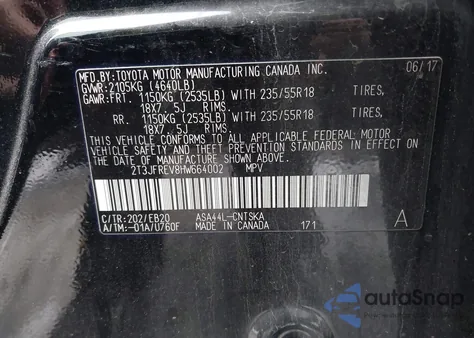 2017 Toyota Rav4 Se from USA, damaged, VIN 2T3JFREV8HW664002